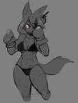 abs animal_ears bikini black_bikini black_clothing black_swimwear bodily_fluids boxing_gloves breasts clothed clothed_female clothed_humanoid clothing collarbone eye_patch eyewear female female_humanoid front_view hair hair_bun handwear muscular muscular_female muscular_humanoid navel red_eyes solo sweat sweaty_legs sweaty_thighs swimwear tail thick_thighs two-piece_swimsuit derpyfox_36 yukio_(derpyfox_36) animal_humanoid canid canid_humanoid canine canine_humanoid humanoid mammal mammal_humanoid wolf_humanoid 2023 digital_drawing_(artwork) digital_media_(artwork) monochrome portrait three-quarter_portrait