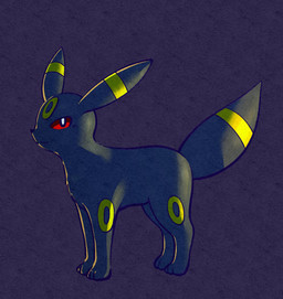 all_fours ambiguous_gender black_background black_body black_eyes black_fur ear_markings feral fur head_markings looking_at_viewer markings multicolored_body multicolored_tail red_eyes red_sclera ring_(marking) simple_background snout solo tail tail_markings yellow_markings momensarada nintendo pokemon eeveelution generation_2_pokemon pokemon_(species) umbreon 2022 colored hi_res