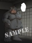 after_masturbation anthro barely_visible_genitalia barely_visible_penis beard belly black_body blush bodily_fluids cum cum_on_hand facial_hair genital_fluids genitals inside kemono male moobs navel nipples overweight overweight_male penis sample solo sweat mind_drive mizuse_higomaru bear mammal 2022 3:4 censored distracting_watermark hi_res watermark