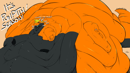 anthro back_fat back_rolls belly big_belly big_butt big_moobs big_nipples blob_body blobby blonde_hair blue_mouth butt chubby_cheeks clothing dialogue fat_arms fat_folds fat_legs fat_rolls flabby_arms flabby_legs hair holidays huge_belly huge_butt huge_moobs immobile male moobs morbidly_obese morbidly_obese_anthro morbidly_obese_male multicolored_body multiple_chins nipples nude nude_anthro obese obese_anthro obese_male open_mouth orange_body out_of_breath overweight overweight_anthro overweight_male solo sunken_head sunken_limbs tail teeth teeth_showing text thick_tail timcampy yellow_eyes timcampy_(artist) halloween mythology dragon mythological_creature mythological_scalie scalie 16:9 2025 digital_media_(artwork) english_text hi_res widescreen