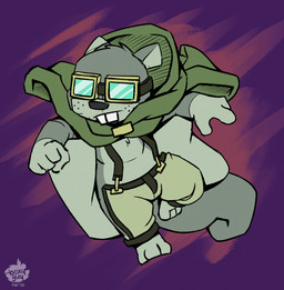 abstract_background anthro bottomwear buckteeth cloak clothing countershade_face countershade_torso countershading eyewear forest freckled_face freckles fur furgonomic_bottomwear furgonomic_pants furgonomics goggles goggles_on_face green_clothing grey_body grey_fur hooded_cloak outside plant suspenders tail tan_clothing teeth tree nutty_bo elle_(nutty_bo) flying_squirrel mammal rodent sciurid tree_squirrel hi_res