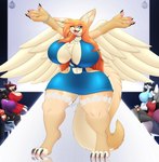 absurd_res albino anthro bds_charmeleon big_breasts big_ears big_hands big_tail black_body black_fur black_hair blue_clothing blue_eyes bracelet branch branch_horn breasts brown_body brown_fur brown_markings canid canine canis catwalk cellphone charmeleon claws cleavage cleavage_cutout clothed clothing cutout digitigrade domestic_dog dorian_(bds_charmeleon) dragon dress ear_markings eeveelution electronics fashion fashion_show feathered_wings feathers female fennec_fox floral_pattern fluffy fluffy_tail fox fur generation_1_pokemon generation_2_pokemon generation_4_pokemon grey_body grey_fur group hair heterochromia hi_res huge_breasts husky jewelry kaithral_(lucario) legwear long_hair looking_at_viewer lucario male mammal markings mirage_(kaithral) misty_(kaithral) modelling mythological_creature mythological_scalie mythology necklace nintendo nordic_sled_dog nose_markings one_eye_closed orange_hair paws phone plant plant_horn pokemon pokemon_(species) pseudo_horn red_body red_skin ruby_sahira scalie social_media spirit spirit_(kaithral) spitz stockings suit swimwear tail tan_body tan_fur tan_markings tan_skin thick_thighs true_fox twitter umbreon white_body white_clothing white_fur wings wink winking_at_viewer yellow_markings