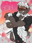 anthro bodily_fluids brown_body brown_fur bulge circumcised clothed clothing crossdressing crying embarrassed fur genitals hair lace_panties lace_thigh_highs maid_uniform male panties panty_shot pecs penis sitting snarling solo tears underwear uniform white_hair 67drttk lifewonders tokyo_afterschool_summoners tadatomo_(tas) canid canine canis domestic_dog mammal hi_res