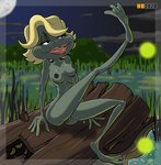 breasts female genitals log moon night non-mammal_breasts nude pond pussy solo wood hentai_boy_(artist) frogger saturday_supercade fanny_frog ambient_arthropod ambient_insect amphibian arthropod beetle elateroid firefly frog insect hi_res