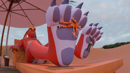 3_toes 4_toes 5_fingers anthro ball barefoot beach beach_ball beverage black_body black_clothing blonde_hair brown_body chair claws clothed clothing desert duo extreme_size_difference feet female fingers foot_fetish foot_focus foot_lick foot_play fur furniture group hair inflatable larger_anthro larger_male licking lying macro male male/female male/male male_anthro micro nude orange_body orange_fur outside palm_tree parasol pawpads paws plant purple_body red_body red_fur sand seaside sitting size_difference sky smaller_male soles tail toe_claws toes tongue topwear tree trio umbrella white_body cirez_(artist) mythology deviltod canid canine canis dragon fox lagomorph leporid mammal mythological_creature mythological_scalie rabbit reptile scalie snake 3d_(artwork) animated digital_media_(artwork) hi_res short_playtime sound webm widescreen