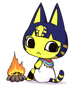 anthro blue_hair campfire chibi clothed clothing dress female frown hair jewelry kalasiris looking_at_viewer looking_back looking_back_at_viewer markings necklace rear_view simple_background sitting solo striped_markings striped_tail stripes tail tail_markings uraeus white_background white_clothing white_dress yellow_body nollety animal_crossing nintendo ankha_(animal_crossing) domestic_cat felid feline felis mammal 2020 digital_media_(artwork) sketch