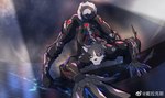 anthro ass_up black_body black_fur curled_tail folded_ears fur hands_on_ground jack-o'_pose male pose solo tail white_body white_fur delax_(artist) tianhehui tex_(tianhehui) canid canine canis hybrid mammal wolfdog hi_res