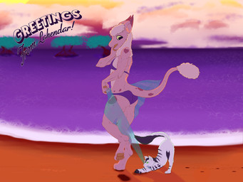anthro beach bikini clothed clothing coppertone_pose feral hensa_(the_nature_of_predators) pose swimwear two-piece_swimsuit novarraveditoa the_nature_of_predators venlil_(the_nature_of_predators) 4:3 absurd_res hi_res pinup