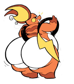 ambiguous_gender anthro big_butt butt curvy_figure eyelashes feet fingers huge_butt hyper long_tail looking_at_viewer looking_back nude open_mouth overweight overweight_anthro raised_tail rear_view simple_background smile solo tail tail_over_shoulder teeth thick_thighs voluptuous voluptuous_anthro wide_hips boot_(artist) nintendo pokemon generation_1_pokemon mammal pokemon_(species) raichu rodent digital_media_(artwork)