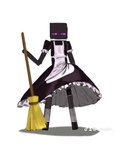 2023 ambiguous_gender broom cleaning_tool clothing enderman hi_res holding_broom holding_cleaning_tool holding_object humanoid kogito legwear long_legs maid_uniform microsoft minecraft mojang narrow_hips not_furry on_model simple_background solo square_(anatomy) standing stockings thin_calves thin_legs thin_thighs tiktok uniform white_background xbox_game_studios