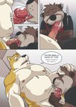 4koma absurd_res anthro anthro_on_anthro balls biceps biped bodily_fluids canid canine canis clothed clothed/nude clothed_male_nude_male clothing comic dialogue domestic_dog duo english_text erection eyes_closed fangs fellatio foreskin gabshiba genital_fluids genitals hand_on_head head_in_crotch heart_symbol hi_res humanoid_genitalia humanoid_penis larger_male licking looking_pleasured male male/male male_penetrated male_penetrating male_penetrating_male mammal musclegut muscular muscular_male mustelid navel nipples nude oral oral_penetration otter overweight overweight_male pecs penetration penile penis penis_lick precum pubes retracted_foreskin saliva saliva_on_penis saliva_on_tongue sex shiba_inu size_difference smaller_male spanish_text spitz teeth text tongue tongue_out translated unprofessional_behavior whiskers