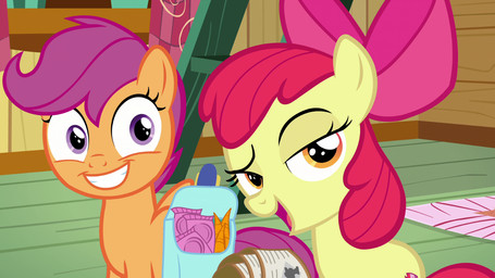 carrot clubhouse condom duo eyebrows female feral food looking_at_viewer plant raised_eyebrow saddle_bag sexual_barrier_device smile ticket vegetable wings young young_feral sollace third-party_edit friendship_is_magic hasbro my_little_pony mythology apple_bloom_(mlp) scootaloo_(mlp) equid equine mammal mythological_creature mythological_equine pegasus 16:9 hi_res screencap_edit widescreen