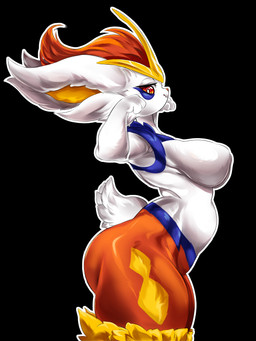 anthro athletic athletic_anthro athletic_female big_breasts big_butt black_background blue_body blue_fur breasts butt featureless_breasts female fur multicolored_body multicolored_fur nude red_body red_eyes red_fur scut_tail short_tail side_view simple_background solo standing tail white_body white_fur pokuryu nintendo pokemon cinderace generation_8_pokemon pokemon_(species) absurd_res hi_res