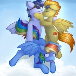 blue_body blue_feathers blue_fur cutie_mark eyes_closed eyewear feathered_wings feathers female feral fucked_silly fur goggles group hair kissing male male/female multicolored_hair penetration quadruped rainbow_hair sex tail tongue tongue_out wings badenov friendship_is_magic hasbro my_little_pony mythology rainbow_dash_(mlp) soarin_(mlp) spitfire_(mlp) wonderbolts_(mlp) equid equine mammal mythological_creature mythological_equine pegasus 1:1