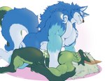 anthro barazoku barely_visible_genitalia barely_visible_penis biceps big_muscles black_nose blue_body blue_fur bodily_fluids canid canine canis chibsarts claws cum cum_in_slit cum_inside dragon duo erection fur genital_fluids genitals green_body green_scales hi_res horn male mammal markings multicolored_body multicolored_fur multicolored_scales muscular muscular_anthro muscular_male mythological_creature mythological_scalie mythology nude pecs penetration penis red_eyes scales scalie slit_penetration slit_play tail triceps two_tone_body two_tone_fur two_tone_scales white_body white_fur white_markings wolf xsparks yellow_eyes