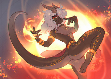 anthro areola biped breasts butt claws clothed clothed_anthro clothed_female clothing countershade_torso countershading feet female fingers genitals hair horn looking_at_viewer nipples smile solo standing tail teeth toes vulva spefides mythology dragon mythological_creature mythological_scalie scalie 2026 digital_drawing_(artwork) digital_media_(artwork)