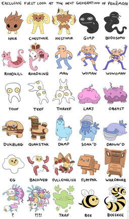 4_breasts bacon body_hair breasts burger chest_hair egg female food group hair humor male meat multi_breast teeth text water deathbulge fakemon nintendo pokemon arthropod bee domestic_cat felid feline felis humanoid hymenopteran insect mammal english_text hi_res