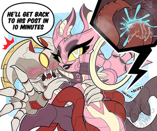 2_penises alien_genitalia animal_genitalia animal_penis armor_plates blush caught caught_in_the_act caught_off_guard close-up duo embarrased_horny embarrassed embarrassing_exposure female from_front_position genitals hemipenes looking_at_viewer lying male male/female missionary_position multi_genitalia multi_penis on_back penetration penis sex smile smiling_at_viewer smirk teratophilia text vaginal vaginal_penetration vulva zombie_maykr doom_(series) id_software microsoft alien maykr digital_drawing_(artwork) digital_media_(artwork) english_text