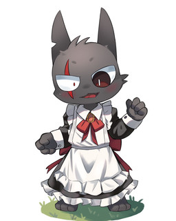 anthro barefoot biped blush bodily_fluids clothed clothing eye_scar facial_scar feet fur grass head_tuft maid_uniform male notched_ear plant scar simple_background solo standing sweat sweatdrop tuft uniform white_background weeruka cult_of_the_lamb massive_monster_(studio) aym_(cult_of_the_lamb) domestic_cat felid feline felis mammal 2025 4:5 absurd_res digital_drawing_(artwork) digital_media_(artwork) hi_res