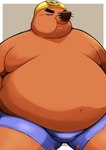 anthro armor belly big_belly bulge clothing eyes_closed hard_hat headgear helmet kemono male moobs obese obese_male overweight overweight_male simple_background solo underwear marumu_5656 animal_crossing nintendo mr._resetti eulipotyphlan mammal mole_(animal) 2024 hi_res