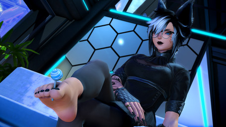 5_toes barefoot black_hair black_lipstick black_nails black_toenails breasts clothing colored_nails colored_toenails feet female foot_fetish foot_focus fox_ears hair humanoid_feet lipstick makeup multicolored_hair nails plantigrade soles solo toenails toes tomboy two_tone_hair aylendawn final_fantasy final_fantasy_xiv square_enix aylen_dawn animal_humanoid canid canid_humanoid canine canine_humanoid felid feline fox fox_humanoid human humanoid mammal mammal_humanoid miqo'te true_fox 3d_(artwork) absurd_res digital_media_(artwork) hi_res tagme