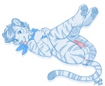 anthro anus balls butt erection male nude penis pose solo submissive teasing etuix storm-tiger felid mammal pantherine tiger