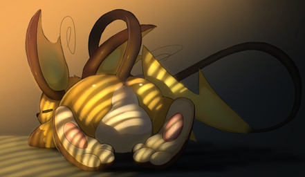 3_toes ambiguous_gender anus anus_only balls big_balls bodily_fluids butt eyes_closed feet feral fur genitals hair hindpaw lying male pawpads paws simple_background solo sweat toes backsash nintendo pokemon generation_1_pokemon mammal pokemon_(species) raichu rodent 2021 digital_media_(artwork) hi_res