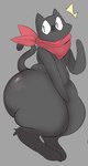 anthro big_butt butt grey_background kerchief kerchief_only male mostly_nude red_kerchief shocked simple_background solo surprise teapot_(body_type) thick_thighs pomegraniter nichijou sakamoto_(nichijou) domestic_cat felid feline felis mammal hi_res