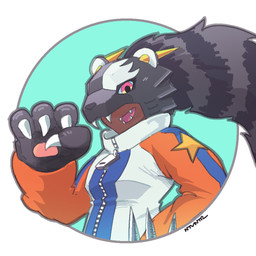 claws clothing dark_body dark_skin female fur grey_body grey_fur jacket paws raccoon_tail red_eyes sharp_teeth smile solo teeth topwear notaventura bandai_namco digimon digimon_beatbreak animal_humanoid bearcatmon digimon_(species) humanoid mammal mammal_humanoid procyonid procyonid_humanoid raccoon_humanoid hi_res