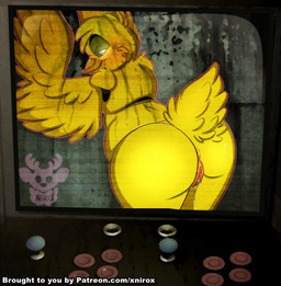against_surface against_wall anthro anus arcade_machine beak big_butt bodily_fluids butt electronics feathers female genital_fluids genitals glowing glowing_eyes half-closed_eyes looking_at_viewer looking_back machine monitor narrowed_eyes nude presenting presenting_anus presenting_hindquarters presenting_vulva slightly_chubby smile solo text thick_thighs vaginal_fluids vulva wings conditional_dnp xnirox five_nights_at_freddy's five_nights_at_freddy's_3 scottgames phantom_chica_(fnaf) animatronic avian bird chicken galliform phasianid robot hi_res url