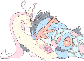 blush bodily_fluids duo female genitals male male/female penetration penile penile_penetration penis penis_in_vagina sex simple_background tears vaginal vaginal_penetration vulva white_background moocow nintendo pokemon generation_3_pokemon generation_6_pokemon mega_evolution mega_swampert milotic pokemon_(species)