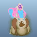 anthro big_diaper biped blue_background blue_body blue_fur cape clothing countershading cult diaper feces fur hands_on_hips hood hyper looking_at_viewer open_mouth pink_body pink_fur robe sagging_diaper scatplay simple_background skunk_tail smelly soiled_diaper soiling solo stink_fumes unclean_diaper used_diaper wide_hips skorse equid equine horse hybrid mammal mephitid skunk 1:1 digital_media_(artwork) hi_res shaded