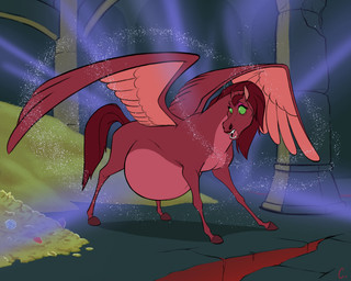 alternate_species belly big_belly black_eyebrows coin cracked_ground diamond_(gem) eyebrows eyelashes eyeshadow fangs feathered_wings feathers female female_feral feral fur gem green_eyes hooves inside lips long_mane long_tail looking_at_own_belly magic makeup mane multicolored_body multicolored_fur pillar pink_body pink_fur pink_tongue pink_wings pregnant pregnant_female pregnant_feral pupils purple_eyeshadow quadruped red_hooves red_lips red_mane red_tail red_wings slit_pupils solo sparkles surprised_expression tail teeth tongue two_tone_body two_tone_fur two_tone_wings unguligrade wings convexpert dreamworks mythology shrek_(series) dragon_(shrek) equid equine mammal mythological_creature mythological_equine pegasus 2024 colored digital_drawing_(artwork) digital_media_(artwork) english_description hi_res shaded simple_shading
