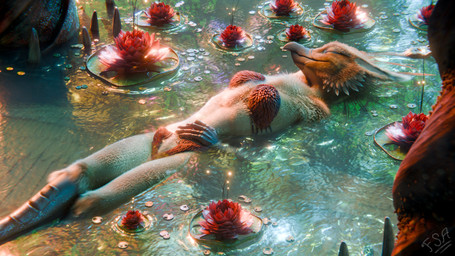 anthro bathing beak bikini clothing eyes_closed feathers female hand_on_hip solo swimwear two-piece_swimsuit water fsa sailynn_(fsa) avian bird 16:9 3d_(artwork) digital_media_(artwork) hi_res widescreen