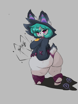 anthro big_butt butt female solo spikex league_of_legends riot_games tencent shadow_(lol) vex_(lol) yordle hi_res