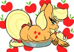 apple apple_pie blonde_hair brown_hooves butt cutie_mark dessert dock_(anatomy) eyelashes featureless_crotch female feral fetlocks food fruit fur green_eyes hair hooves orange_body orange_fur pastry pie plant solo suggestive tail yellow_tail shinkaku friendship_is_magic hasbro my_little_pony applejack_(mlp) earth_pony equid equine horse mammal pony 2023 digital_drawing_(artwork) digital_media_(artwork) hi_res