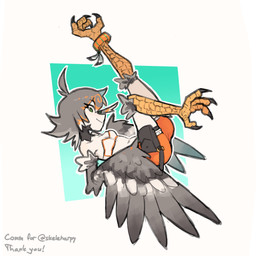 bottomwear breasts claws clothed clothed_female clothed_humanoid clothing eyelashes feathered_wings feathers feet female female_humanoid geometric_background green_eyes green_hair grey_body grey_feathers grey_wings hair looking_at_viewer mouth_closed navel orange_bottomwear orange_clothing orange_shorts shorts side_view simple_background slim slim_female slim_humanoid small_breasts small_waist solo talons text toe_claws toes white_background wings karu184 european_mythology greek_mythology mythology animal_humanoid avian avian_humanoid harpy harpy_humanoid humanoid mythological_avian mythological_creature 1:1 2024 absurd_res digital_drawing_(artwork) digital_media_(artwork) english_text full-length_portrait hi_res portrait