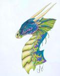 ambiguous_gender anthozoan bust_portrait cnidarian colored colored_pencil_(artwork) colorful_theme coral dragon ear_frill entwineddragonsart feral frill_(anatomy) marine mythological_creature mythological_scalie mythology portrait scalie side_view solo traditional_media_(artwork)
