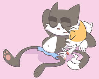 anthro belly black_body black_fur bulge butt clothing fur male multicolored_body multicolored_fur orange_body orange_fur pillow sleeping slightly_chubby two_tone_body two_tone_fur underwear young unknown_artist litterbox_comics joel_(litterbox_comics) vincent_(litterbox_comics) domestic_cat felid feline felis mammal 5:4 father_(lore) father_and_child_(lore) father_and_son_(lore) parent_(lore) parent_and_child_(lore) parent_and_son_(lore) son_(lore)