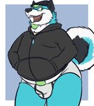 anthro black_clothing black_hoodie black_topwear briefs bulge clothing drawyourfursona hoodie hoodie/briefs_meme male overweight overweight_anthro overweight_male simple_background solo standing topwear underwear white_clothing white_underwear tanio meme_clothing tanio_(character) canid canine canis domestic_dog fox husky hybrid mammal nordic_sled_dog spitz hi_res meme