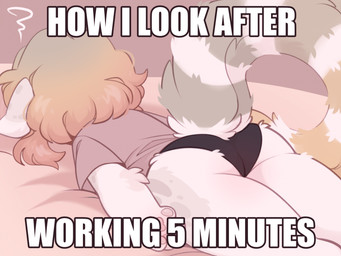 anthro bed black_clothing black_panties black_underwear blonde_hair butt clothed clothing female fluffy fluffy_tail fur furniture hair lying on_bed on_front panties pantsless pawpads pink_pawpads rear_view shirt short_hair simple_background solo tail text thick_thighs topwear underwear white_body white_fur shiones domestic_cat felid feline felis mammal 2022 colored digital_drawing_(artwork) digital_media_(artwork) english_text hi_res meme shaded simple_shading