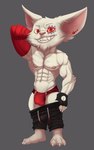 3_toes 4_fingers abs anthro arm_tuft bandage bandaged_arm belly big_biceps big_bulge big_deltoids big_ears big_eyes big_mouth_(anatomy) big_pecs black_bottomwear black_clothing black_gloves black_handwear black_pants bottomwear bottomwear_down bulge cheek_tuft chin_tuft claws clothed clothed_anthro clothed_male clothing deltoids ear_piercing ear_tuft ears_aside elbow_tuft eyebrows facial_tuft feet fingerless_gloves fingers fluffy front_view fur gloves grey_background hand_behind_head handwear head_tuft humanoid_hands jewelry looking_at_viewer male male_anthro multicolored_bottomwear multicolored_clothing muscular muscular_anthro muscular_arms muscular_male muscular_thighs navel nipples obliques open_mouth open_smile pants pants_down partially_clothed pecs piercing pink_inner_ear pink_nipples pink_nose pose red_bottomwear red_clothing red_eyes red_jewelry red_pants red_speedo red_swimwear serratus short_anthro short_male simple_background smile smiling_at_viewer solo speedo swimwear toes topless topless_anthro topless_male tuft two_tone_bottomwear two_tone_clothing two_tone_pants two_tone_speedo undressing white_arms white_belly white_body white_chest white_claws white_clothing white_ears white_eyebrows white_face white_feet white_fingers white_fur white_hands white_legs white_neck white_speedo white_swimwear white_toes bristol league_of_legends riot_games tencent fan_character mammal yordle 2019 colored digital_drawing_(artwork) digital_media_(artwork) full-length_portrait portrait shaded