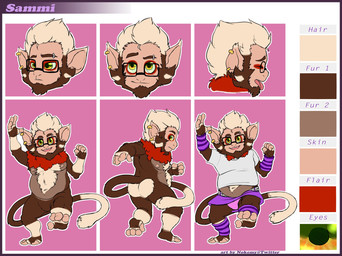 alternate_species anthro arm_warmers armwear backsack balls body_hair butt chest_tuft clothed clothing color_swatch crossdressing ear_piercing expressions eyebrow_piercing eyewear facial_piercing featureless_crotch feet femboy genitals glasses hair ineffective_clothing leg_warmers legwear long_tail looking_pleasured male moobs multiple_angles nipples nude off/on one_leg_up orgasm_face overweight overweight_anthro overweight_male pattern_armwear pattern_clothing pattern_legwear piercing prehensile_feet raised_arm raised_leg shirt side_view smile solo standing striped_armwear striped_clothing striped_legwear stripes t-shirt tail text toes tongue tongue_out topwear tuft turnaround delicatessen sammi_the_yordle haplorhine mammal monkey primate digital_media_(artwork) english_text flat_colors hi_res model_sheet signature