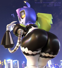4_fingers big_butt black_body black_butt black_sclera building butt butt_focus city female female_humanoid fingers heart_eyes heart_symbol interrobang knock-kneed looking_at_viewer looking_back looking_back_at_viewer looking_down looking_down_at_viewer machine metallic_arms not_furry open_mouth outside solo text thick_thighs wide_hipped_female wide_hipped_humanoid wide_hips yellow_eyes sharpybutts otalewda_(modeler) alt_h34 humanoid robot robot_humanoid 2024 3d_(artwork) artist_name credits digital_media_(artwork) hi_res