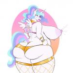 anthro anthrofied big_breasts big_butt breasts butt clothed clothing curvy_figure female fishnet_clothing horn huge_butt legwear nipples solo tail thick_thighs thigh_highs voluptuous wide_hips wings groggyghoul friendship_is_magic hasbro my_little_pony mythology princess_celestia_(mlp) equid equine mammal mythological_creature mythological_equine winged_unicorn 1:1 absurd_res hi_res