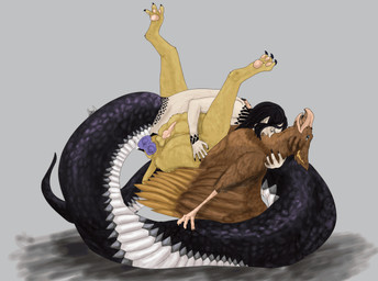 abdominal_bulge anal anal_egg_insertion anal_penetration anthro apode bite bodily_fluids duo egg egg_insertion fur genital_fluids genitals hair inflation large_penetration legless male male_penetrating nude open_mouth oviposition penetration penis serpentine sex simple_background split_form naughtybirdart mythology griff maurice avian draconcopode gryphon lamia mammal mythological_avian mythological_creature reptile scalie snake animated digital_media_(artwork)