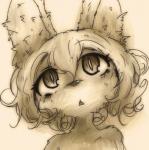 ambiguous_gender anthro fur hair looking_up open_mouth short_hair solo young sirahtama mammal 2019 bust_portrait monochrome portrait sepia