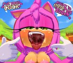 2023 absurd_res ahegao amy_rose anthro areola big_uvula blush bodily_fluids breasts clothing digital_media_(artwork) eulipotyphlan explicit_text eyelashes female front_view gaping_mouth gloves green_eyes half-closed_eyes handwear heart_symbol hedgehog hi_res looking_at_viewer looking_pleasured mammal mouth_shot narrowed_eyes open_mouth outside pointing_at_mouth presenting_mouth red_tongue saliva saliva_on_tongue saliva_string sega solo sonic_the_hedgehog_(series) sweat teeth theboogie throat tongue tongue_out uvula