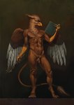 anthro book genitals mace male melee_weapon nude penis solo weapon bra1neater mythology gunther_(oc) avian gryphon mythological_avian mythological_creature hi_res