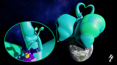 2_tails 3_toes 4_fingers ambiguous_gender anthro big_butt biped bottom_heavy bottomless butt close-up clothed clothing cosmic_background earth embarrassed eyebrows eyestalks feet fingers floating_eyebrows gesture giga green_eyes green_markings hand_behind_head hand_on_hip heart_gesture hoodie hoodie_only huge_butt huge_hips huge_thighs hyper hyper_butt long_neck looking_away macro macro_focus markings multi_tail planet raised_eyebrows sitting_on_planet smile solo space tail tail_gesture teal_body terra_macro thick_thighs toes topwear topwear_only wide_hips yellow_sclera kuiperkyper solitarybagel_(modeler) kyper_veldyn_(kuiperkyper) alien alien_humanoid animal_humanoid gastropod gastropod_humanoid humanoid mollusk mollusk_humanoid 16:9 3d_(artwork) digital_media_(artwork) hi_res widescreen